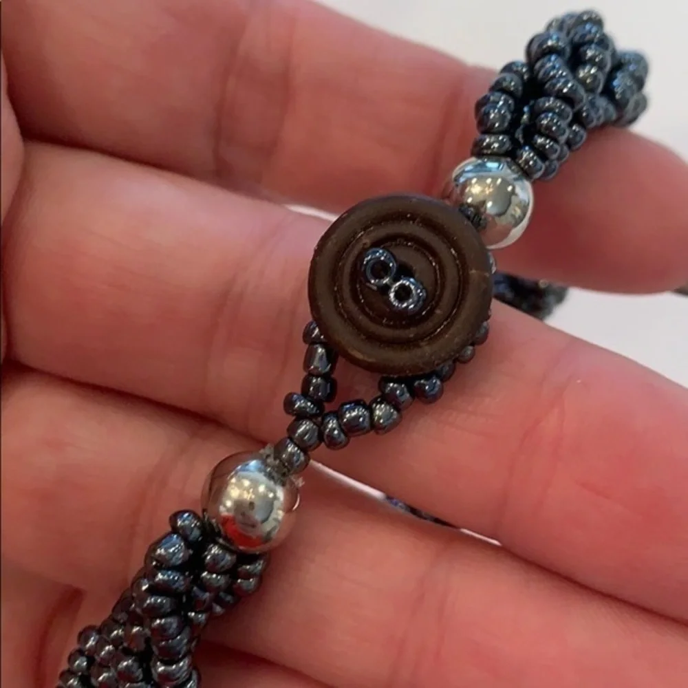 💐5/25 seed bead button clasp statement bracelet
